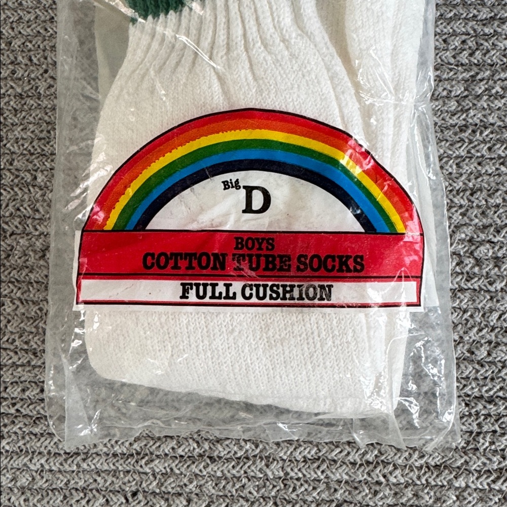 Vintage 80s Striped Cotton Tube Socks New in Package One Missing - Picture 5 of 6